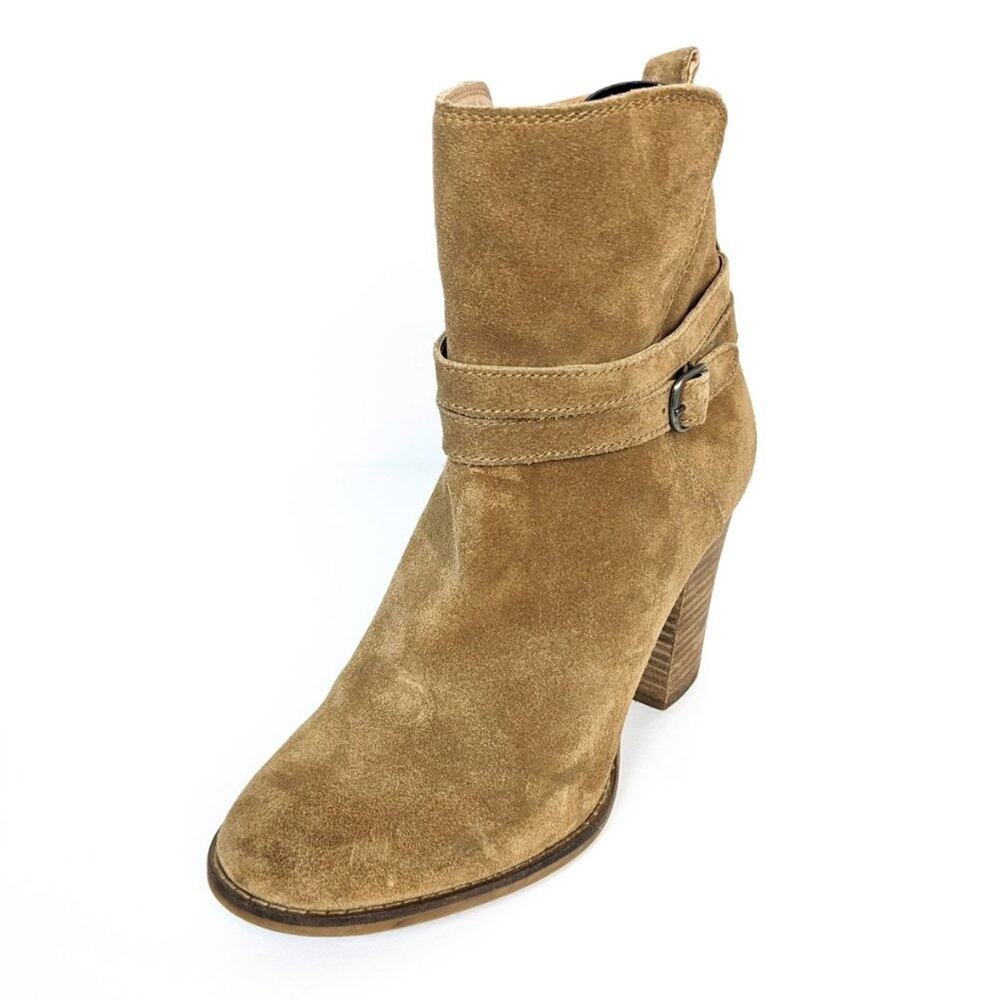 Lucky Brand Womens Shoes Latonya Tan Suede Heeled Boots Size 9.5